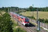 A ŽSSK 561 601-6 emeletes Stadler KISS egy Pozsony-Zsolna REX <q>Považan</q> járatként Nagyszombat és Bucsány között