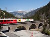 A RegioExpress train on the Albula-I viadukt between Muot and Preda