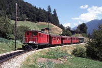 A Furka-Oberalp-Bahn HGe 4/4 locomotive somewhere in the Rhne valley