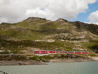 A Stadler Allegra trainset hauled the Bernina-Express near Ospizio Bernina