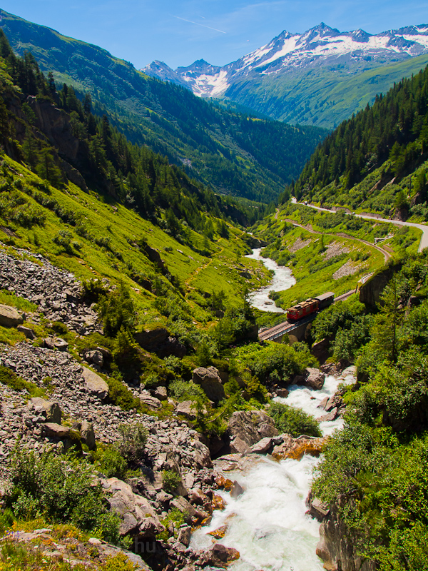 An unidentified Matterhorn-Gotthardbahn HGm 4/4  seen between Oberwald and Gletsch photo