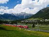The Rhtische Bahn (RhB) ABe 4/4<sup>II</sup> 49+46 seen hauling the panoramic Bernina-Express between Punt Muragl Staz and Pontresina