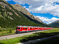 The Rhtische Bahn ABe 4/4<sup>III</sup> 54+53 seen between Morteratsch and Surovas