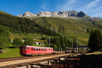 The Matterhorn-Gotthardbahn BDt 4361 seen heading the Furka Autozug (Furka motorists train) at Realp