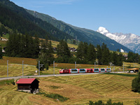 An unidentified Matterhorn-Gotthardbahn HGe 4/4<sup>II</sup>  seen between Biel (Goms) and Blitzingen