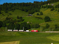 The Matterhorn-Gotthardbahn HGe 4/4<sup>II</sup> 4 seen between Momp Tujetsch and Segnas
