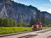 The small diesel shunter (tractor) of the RhB number Tmf 2/2 87 at Versam-Safien station in the Ruinaulta