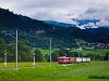 The RhB Ge 4/4<sup>I</sup> 605 with a freight train to Ilanz at Castrisch