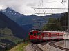 A Matterhorn-Gotthardbahn Deh 4/4<sup>I</sup> baggage railcar at Mompé Tujetsch station