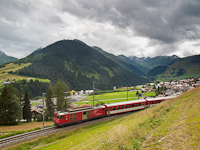 The MGB Deh 4/4<sup>II</sup> 92 between Sedrun and Bugnei with the Gotthard Base Tunnel construction site in the background