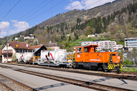 The RhB Tm 2/2 115 is shunting at Ilanz station
