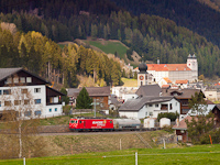 The MGB HGe 4/4<sup>II</sup> 106 <q>Glacier-Express</q> with a short rack freight train by Disentis