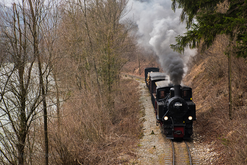 The Steyrtalbahn  steam locomotive 498.04 seen between Pergern and Neuzeug photo