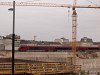 A railjet train is passing through the new Vienna central station