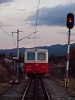 The rack-and-pinion multiple unit with driving trailer 905 952-8 is about to finish its descent by Štrba