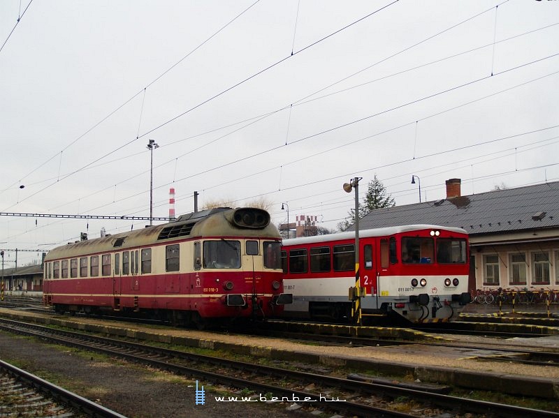 The 850 018-3 and 811 001-7 at Hlak (Trencianska Tepl) station photo