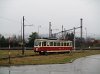 The historically painted EMU of the Trencianske Teplice electrified narrow gauge railway at the streets of Trenciansk Tepl (Hlak)