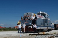 Group photo of the participants of the trains.hu photobus ride