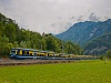 The Berner Oberlandbahn ABt 422 seen between Zweiltschinen and Wilderswil