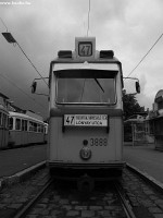 Really dark clouds hang over the UV trams at Budafok terminus