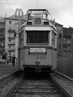 An Uv type tram speeding out from Mricz Zsigmond circus