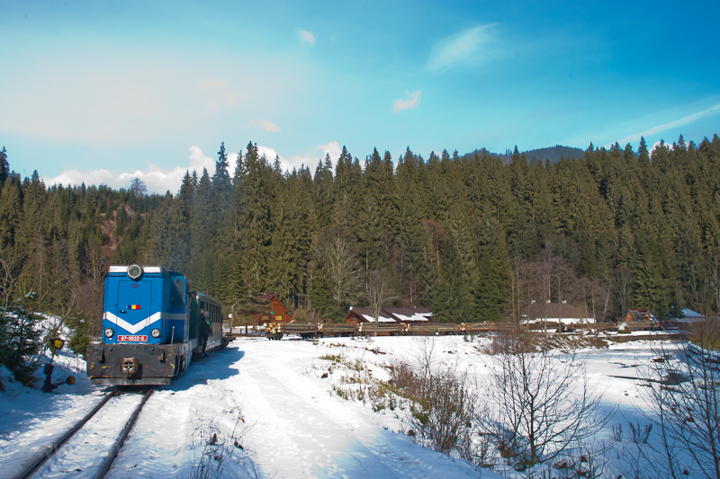 The loaded logging freight train of CFF Viseu de Sus with 87-0032-0 seen at Faina photo