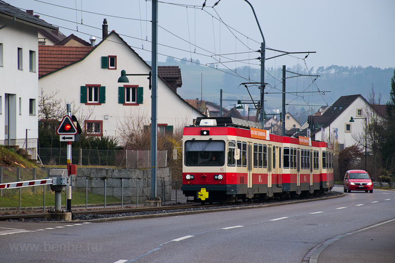 The Waldenburgerbahn BDe 4/4 15 seen between Oberdorf and Waldenburg photo