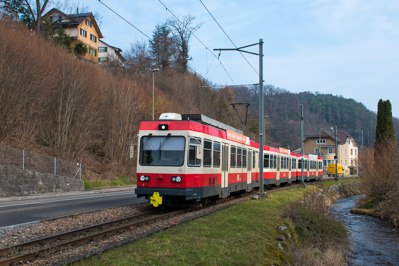 The Waldenburgerbahn BDe 4/4 15 seen between Hirschlang and Niederdorf photo