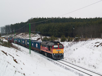 The M62 308 is pulling a container train between Őriszentpéter and Nagyrákos