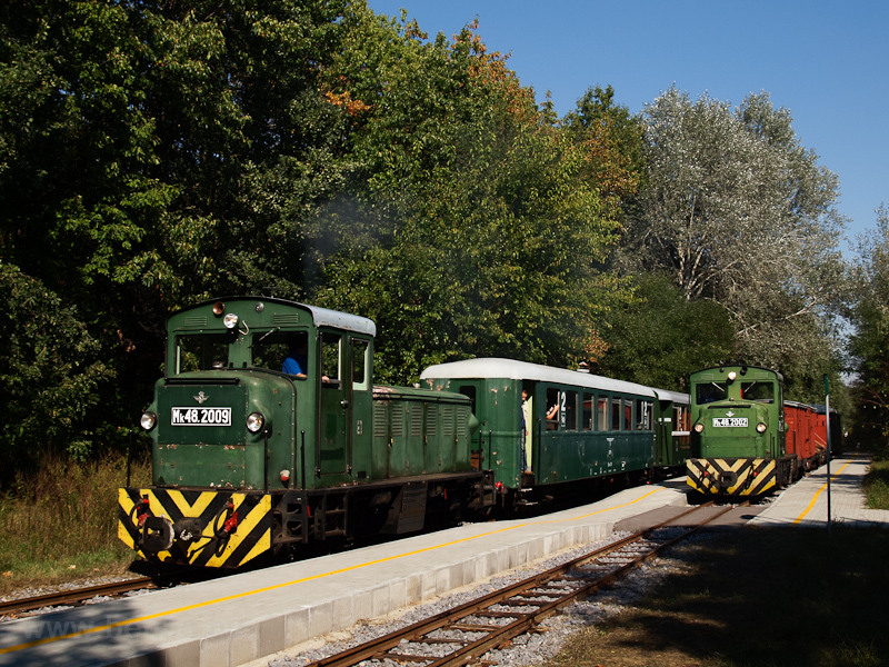 The Mk48,2002 is hauling a mixed passenger/freight train and Mk48,2009 is hauling a passenger train at Erdszlak photo