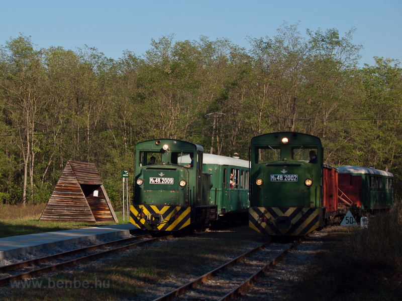 Az Mk48,2002 vegyesvonattal, Mk48,2009 szemlyvonattal Smsoni t megll-rakodhelyen fot