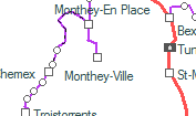 Monthey-Ville szolglati hely helye a trkpen