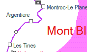Mont Blanc-Express szolglati hely helye a trkpen