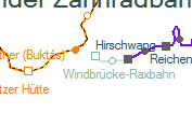 Windbrcke-Raxbahn szolglati hely helye a trkpen