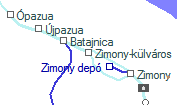 Zimony-külváros szolgálati hely helye a térképen