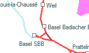 Basel Badischer Bahnhof szolglati hely helye a trkpen