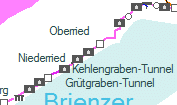 Kehlengraben-Tunnel szolglati hely helye a trkpen