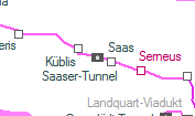 Saaser-Tunnel szolglati hely helye a trkpen
